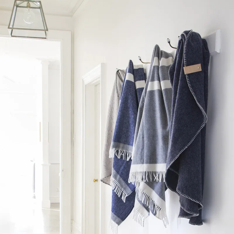 HUDSON 100% WOOL THROW BLANKET NAVY