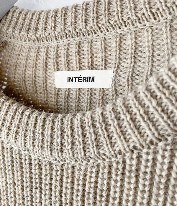 INTERIM/NATURAL WOOL HEAVY FISHERMAN CREW SWEATER (NATURAL BEIGE)