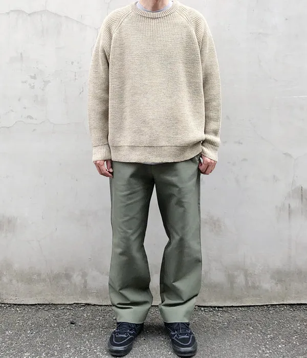 INTERIM/NATURAL WOOL HEAVY FISHERMAN CREW SWEATER (NATURAL BEIGE)