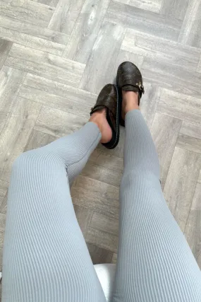 Katy Grey ribbed high waist leggings