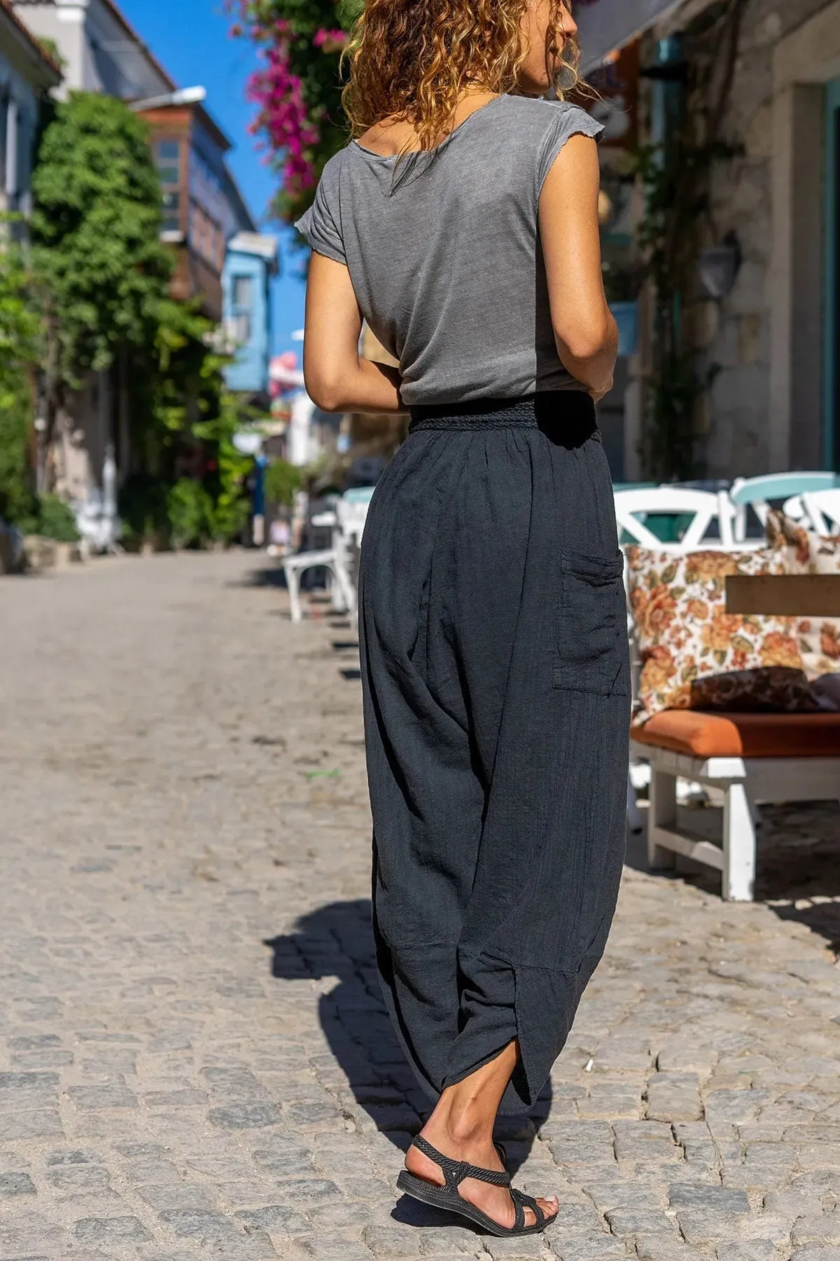 Linen With Pockets Elastic Waist Harem Pants,Linen Pants,Linen Clothing,Harem Pants, Summer Pants,Women Pants,Gift For Her,Bohemian Pants