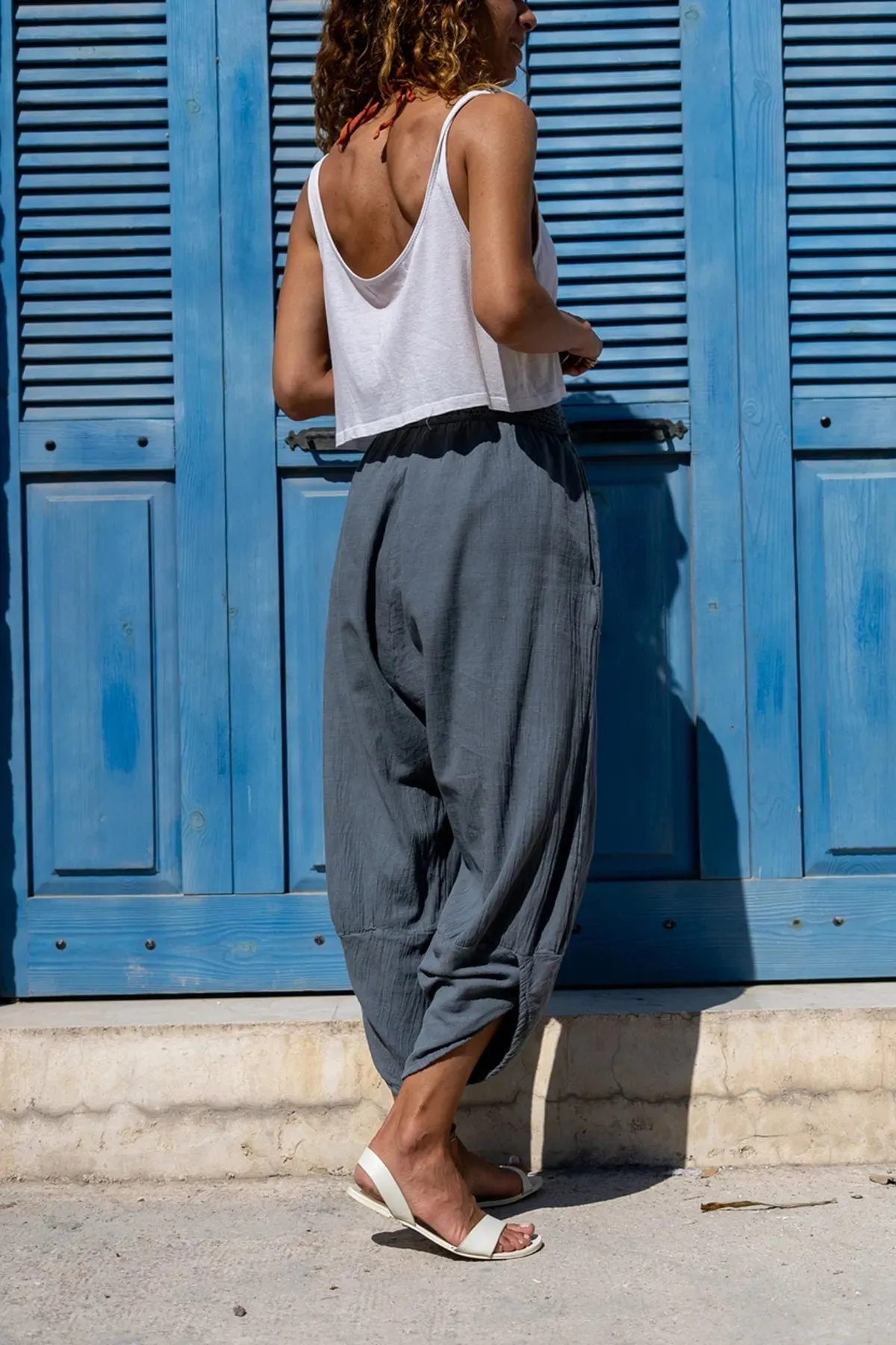 Linen With Pockets Elastic Waist Harem Pants,Linen Pants,Linen Clothing,Harem Pants, Summer Pants,Women Pants,Gift For Her,Bohemian Pants