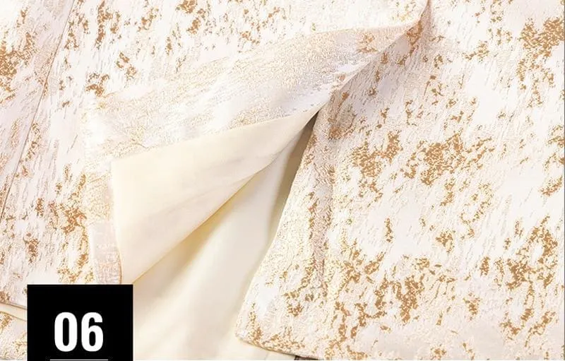 Luxury Golden Shawl Collar One Button Jacquard Tuxedo Blazers