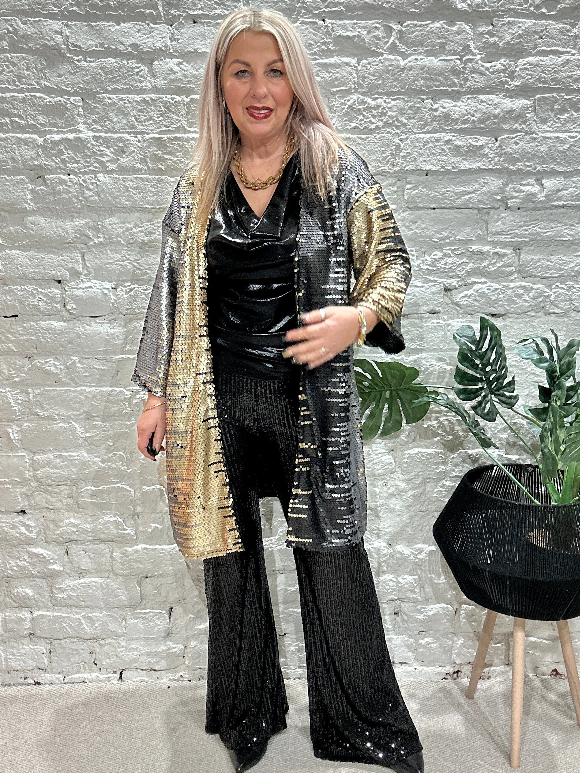 Malissa J Ombre Shaded Sequin Kimono Style Jacket