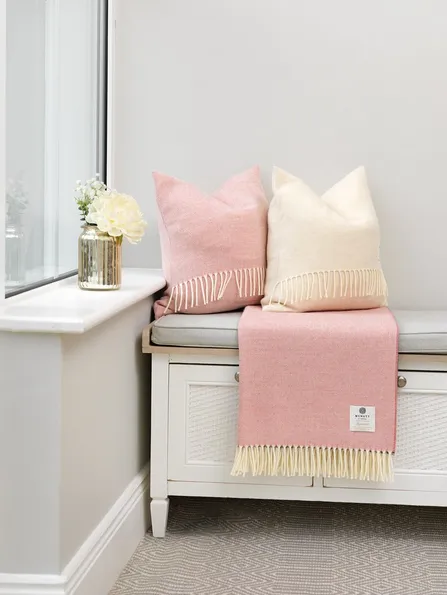 McNutt Supersoft Merino Lambswool Throw "Rosebay Herringbone"