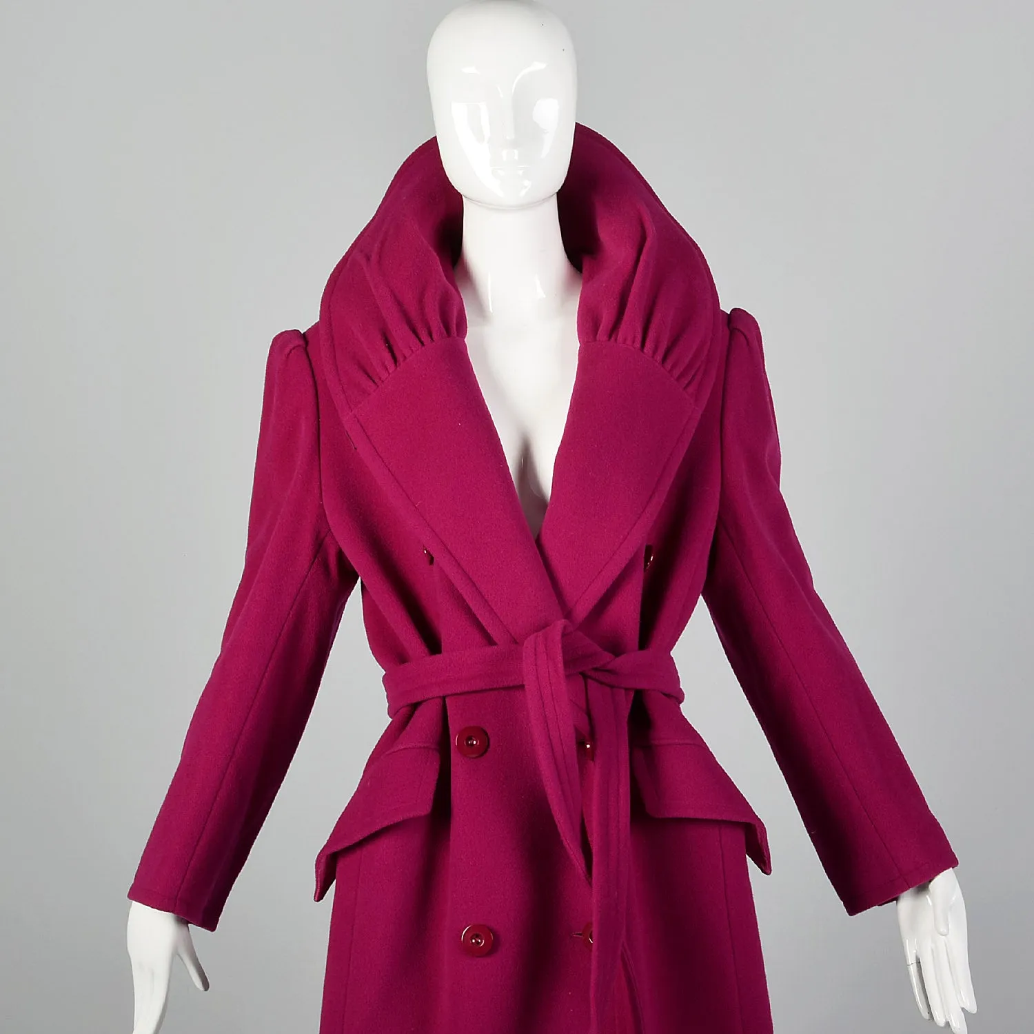 Medium 1980s Dramatic Pink Trench Coat