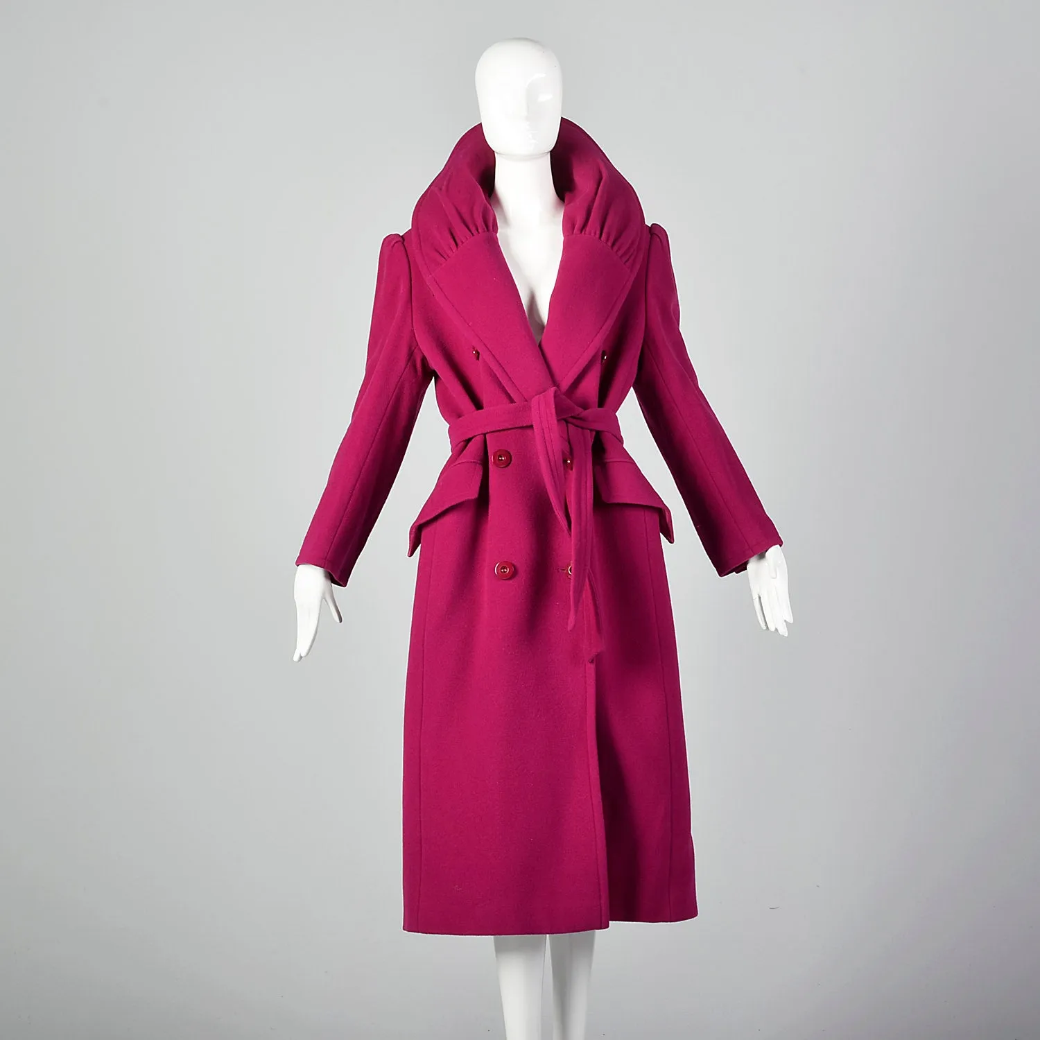 Medium 1980s Dramatic Pink Trench Coat