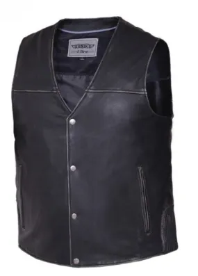 Men's DURANGO Black Vest in Drum Dyed Naked Cowhide