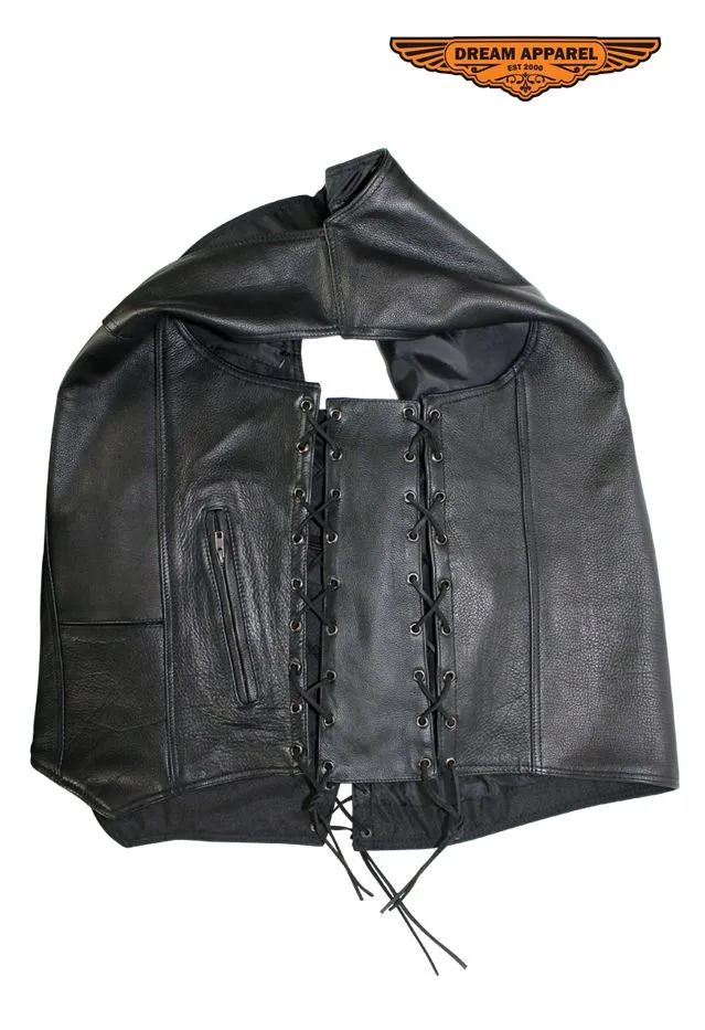 Mens Naked Cowhide Leather Vest Extender 9 hole