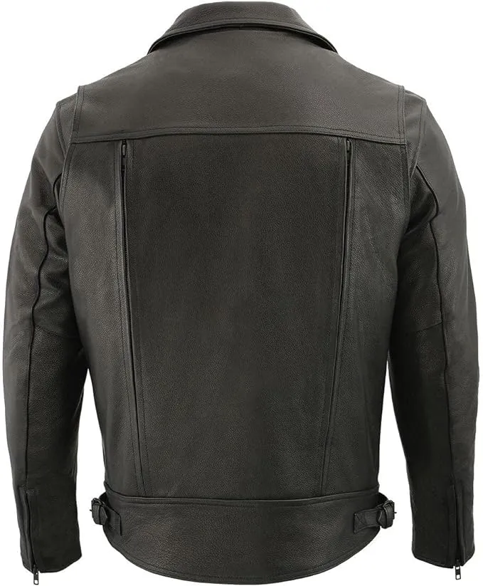 Milwaukee Leather Men’s ‘Pistol Pete’ Black Vented Leather Cruiser Jacket - MLM1520
