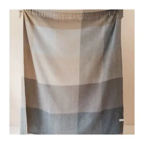 Natural Herringbone Block Check Recycled Wool Blanket