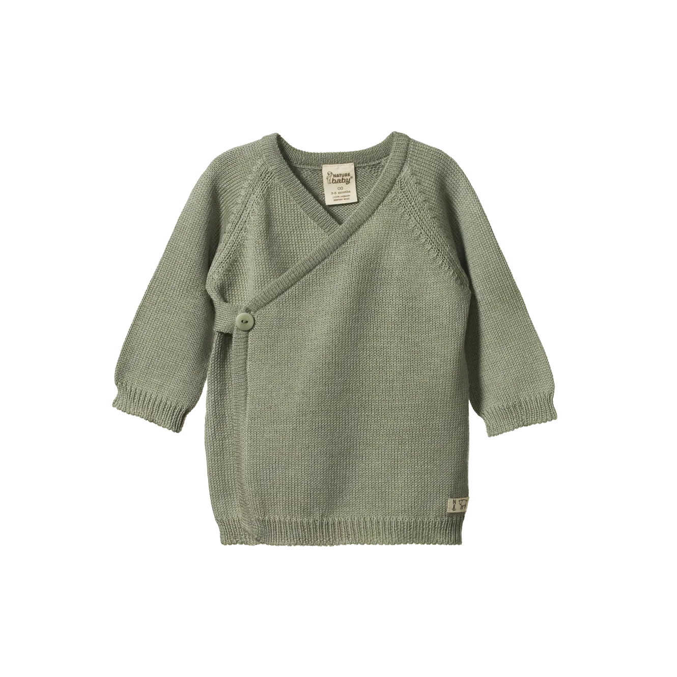 Nature Baby Merino Knit Kimono Jacket - Seedling