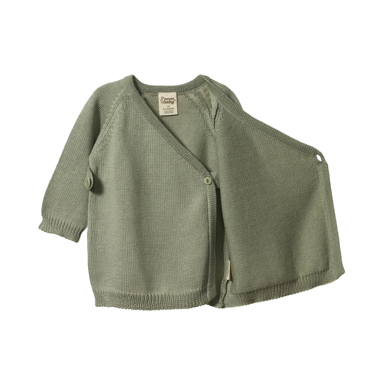 Nature Baby Merino Knit Kimono Jacket - Seedling