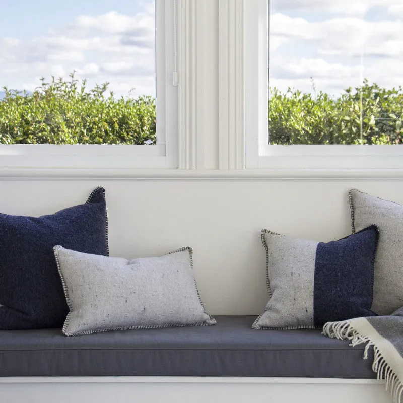 NAVY MERINO WOOL BLEND CUSHION 55cm x 55cm