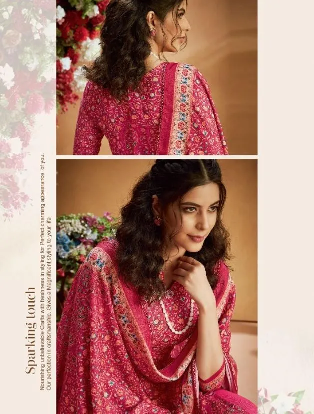 Noorani Pure Pashmina Suit Dress Material For Women Pink