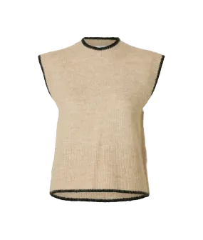 O-Neck Knit Vest - Beige