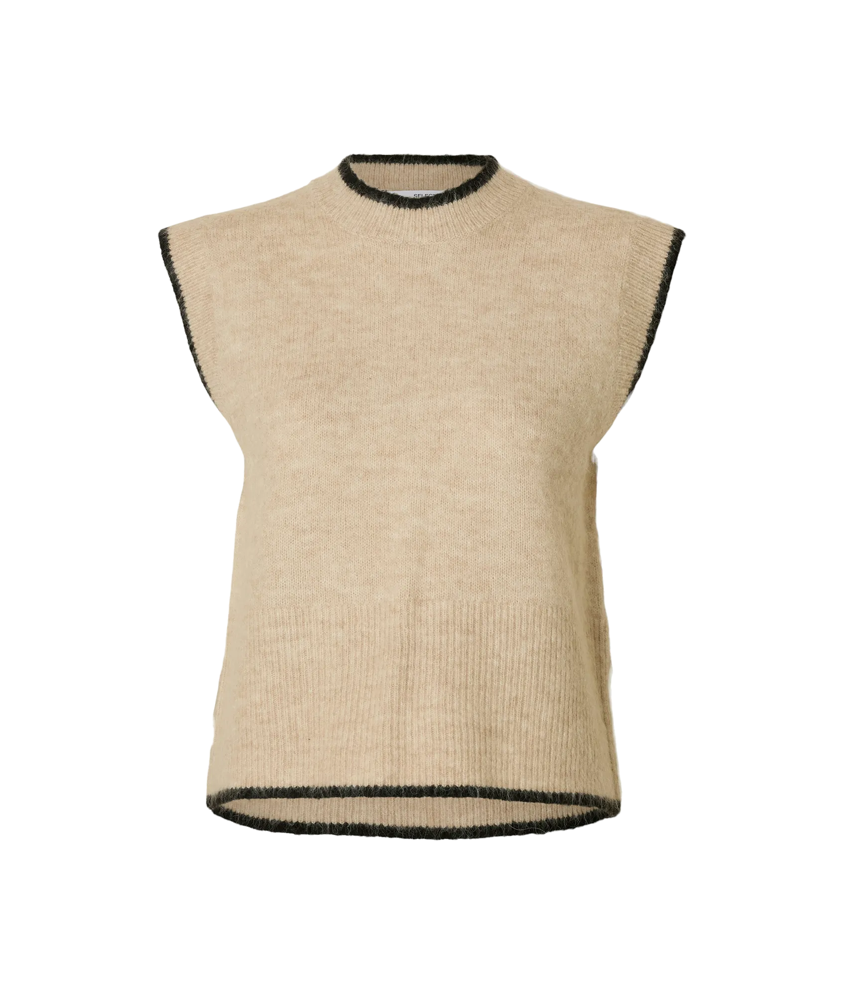 O-Neck Knit Vest - Beige