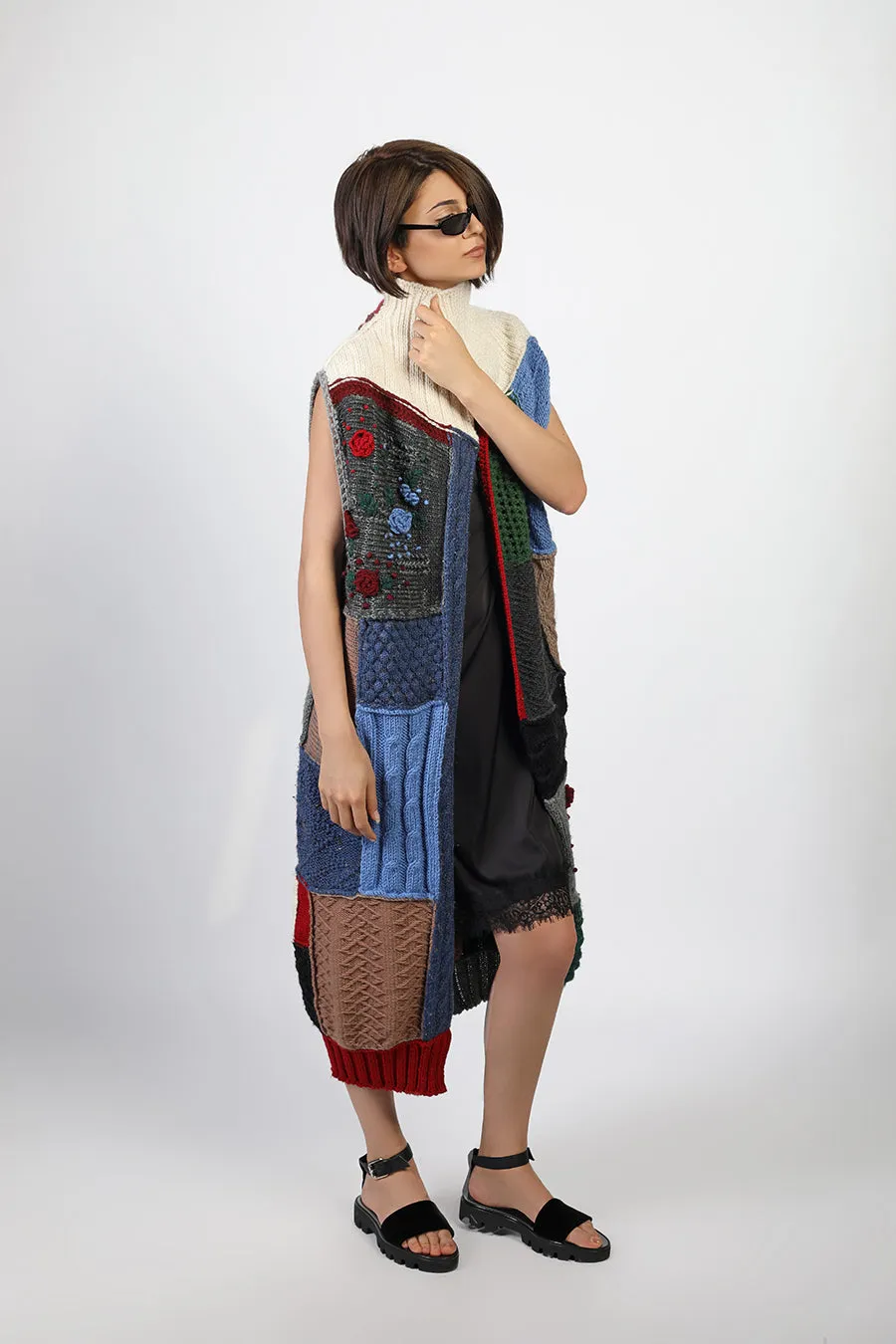 Patchwork Knit Cardigan
