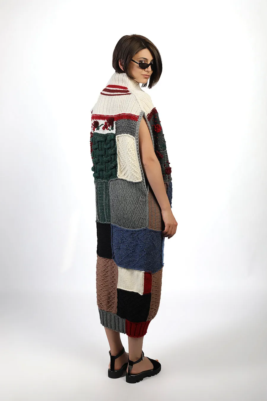 Patchwork Knit Cardigan