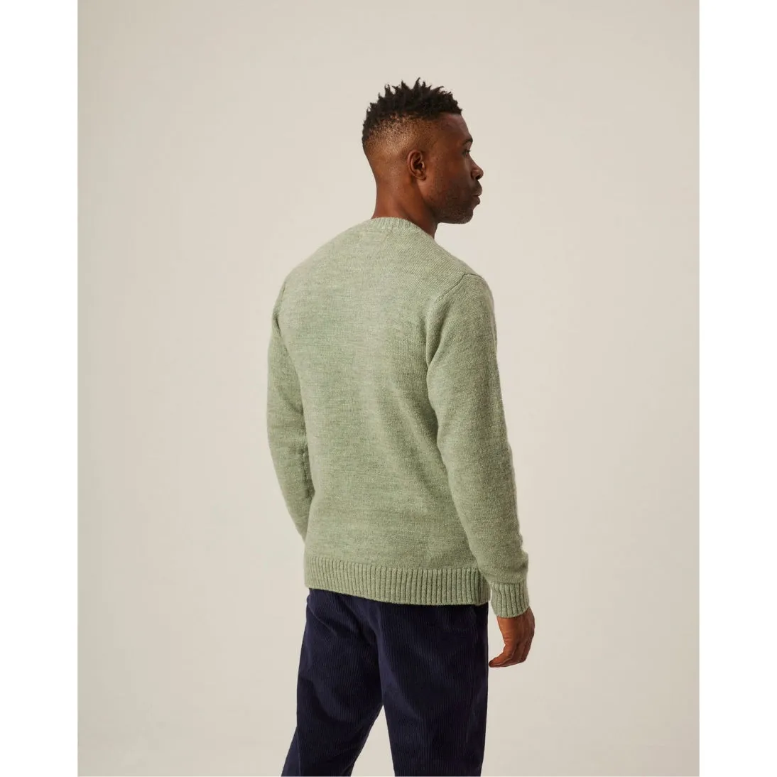 Peregrine Pure Merino Wool Makers Stitch Crew Jumper Mint Made in England WJ71008