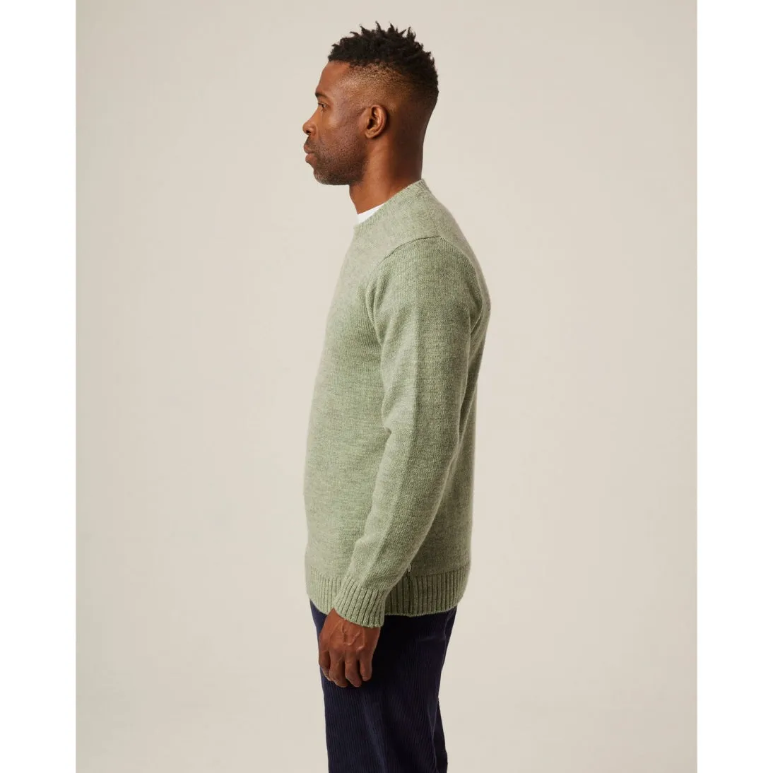 Peregrine Pure Merino Wool Makers Stitch Crew Jumper Mint Made in England WJ71008