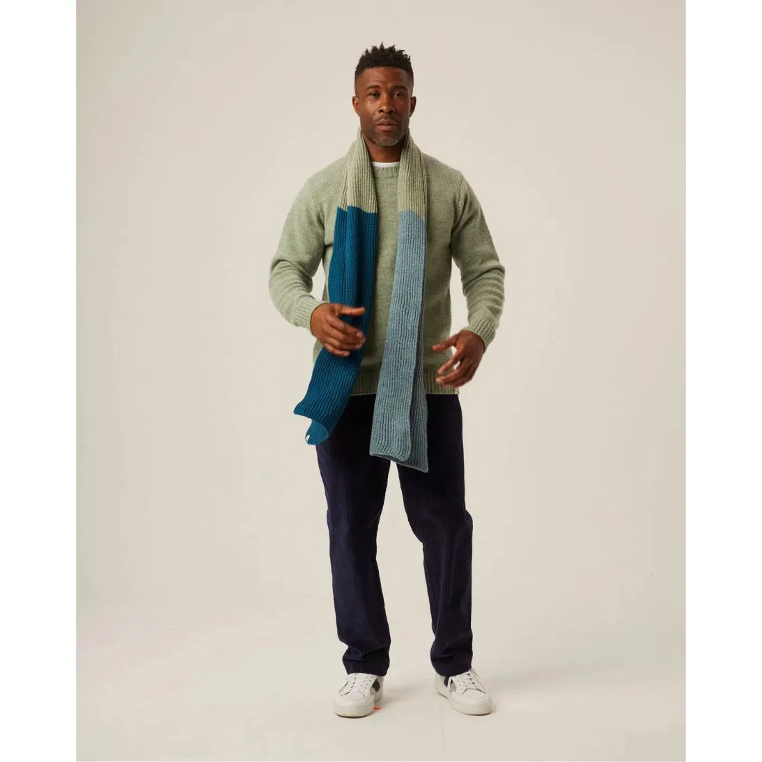 Peregrine Pure Merino Wool Makers Stitch Crew Jumper Mint Made in England WJ71008