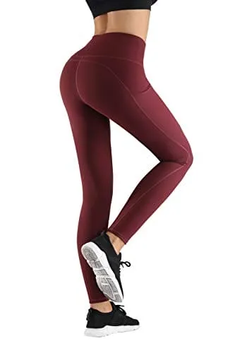 PHISOCKAT 2 Pack High Waist Yoga Pants with Pockets, Tummy Control Leggings, Workout 4 Way Stretch Yoga Leggings