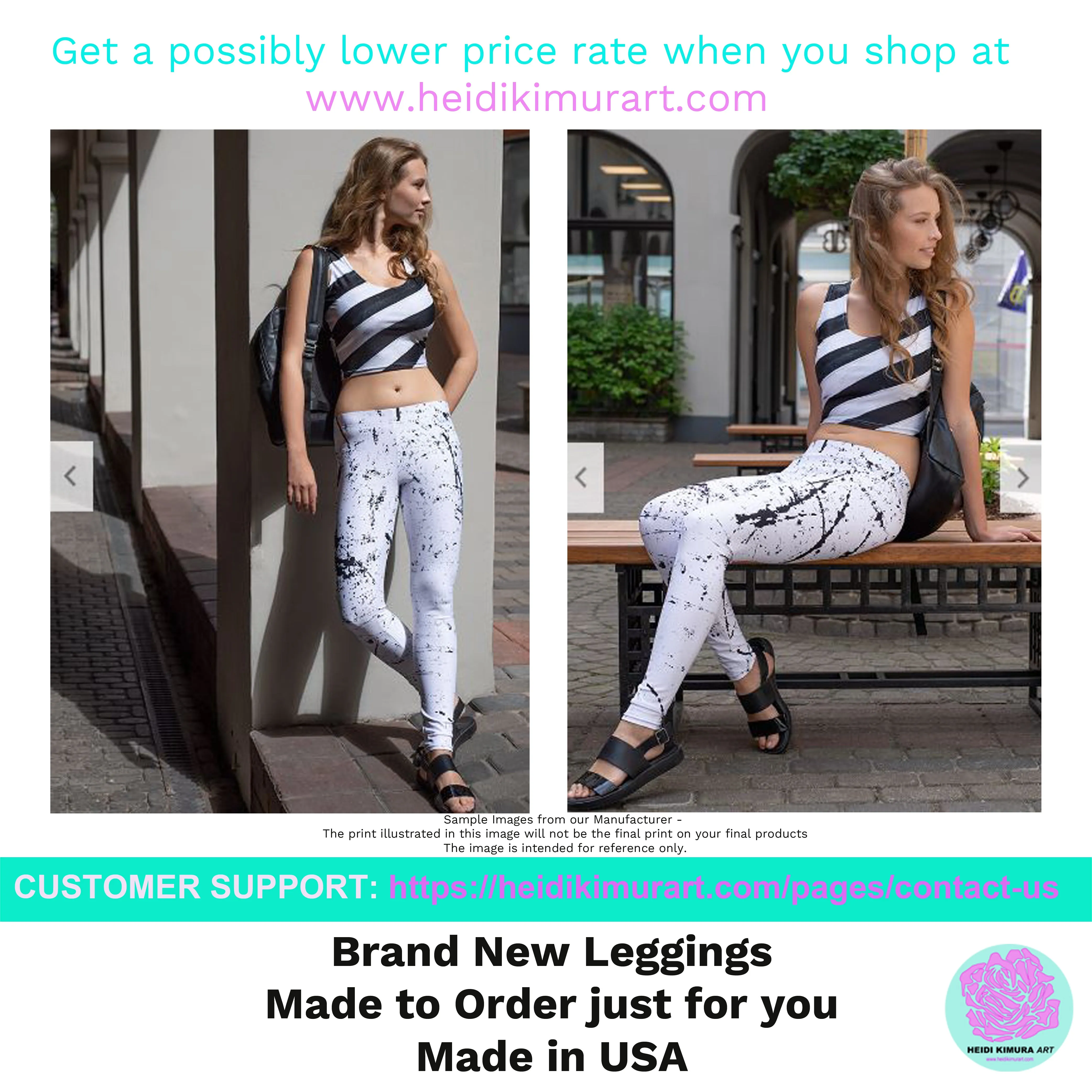 Pink Black Striped Leggings, Diagonal Striped Yoga Leggings, Long Pants Tights-Made in USA