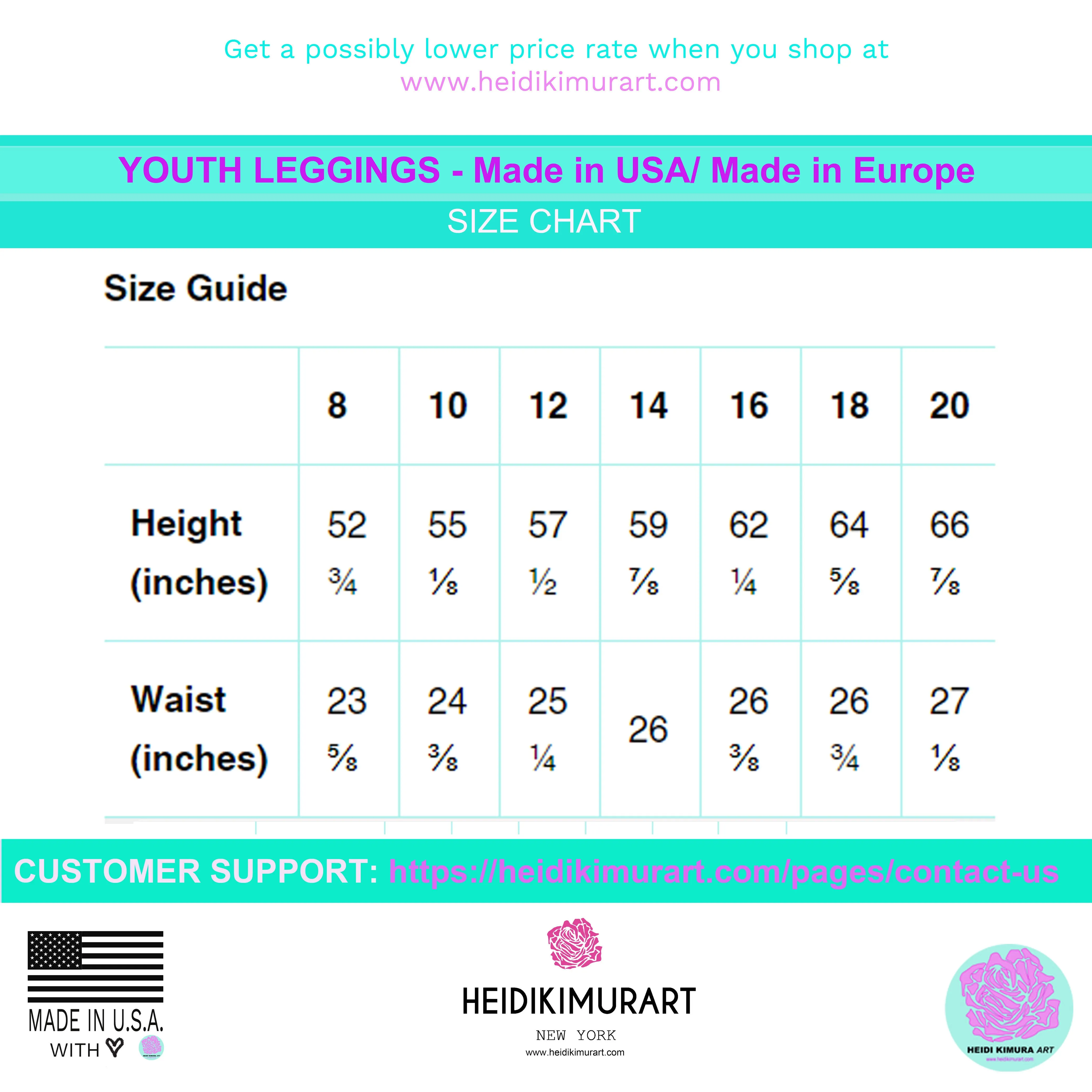 Pink Solid Color Premium Youth Leggings Sports Compression Tights -Made in USA/EU
