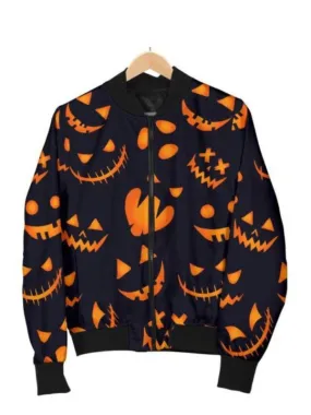 Pumpkins Pattern Halloween Bomber Jacket
