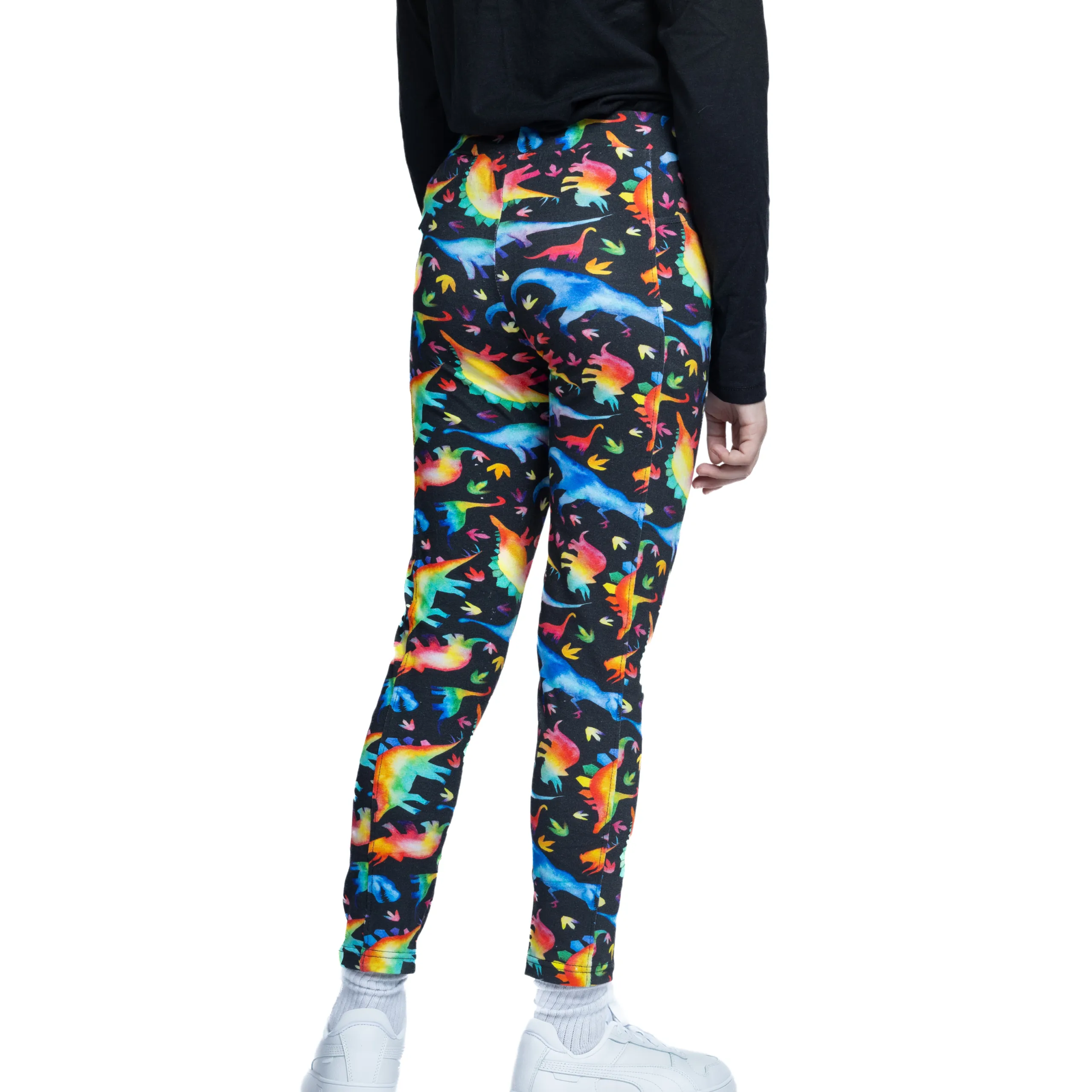 Rainbowsaurus Kids Leggings with Pockets