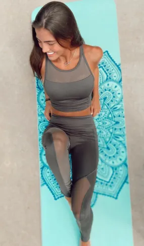 SEAAV High-Rise Mesh Legging with Pockets - Dark Olive Green