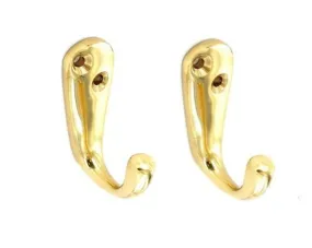Securit Brass Robe Hooks 50mm Pack of 2