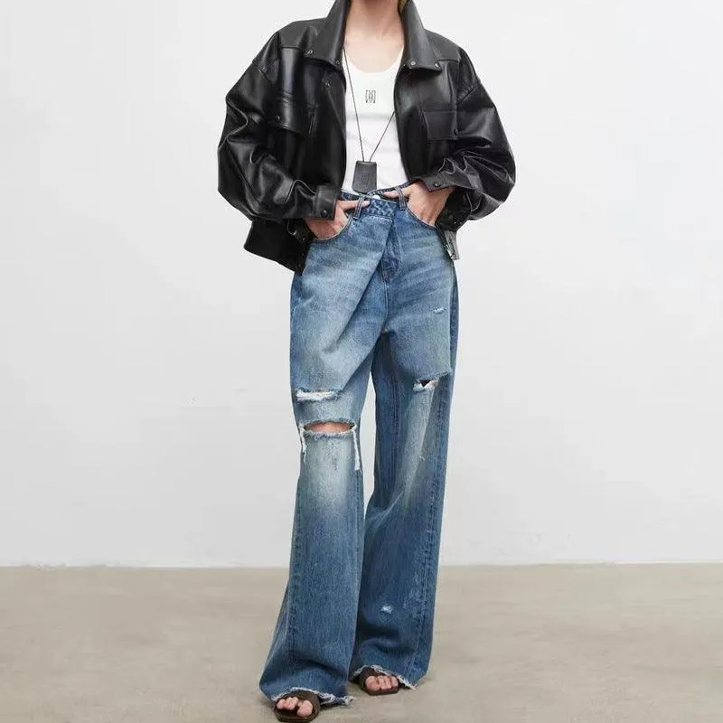 Sheepskin Retro Loose Profile Casual Short Jacket – Effortless Elegance in Genuine Leather