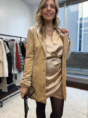 Shine in Velvet Peak Lapel Long Single Style Blazer