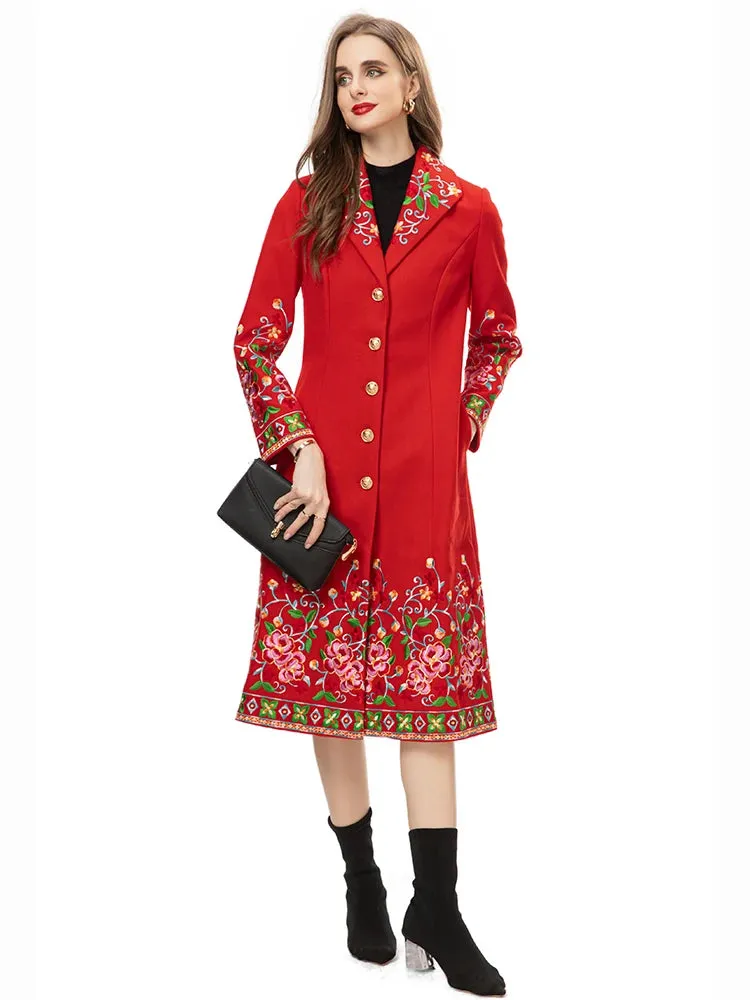 Single-breasted Extravagant Embroidery Coat