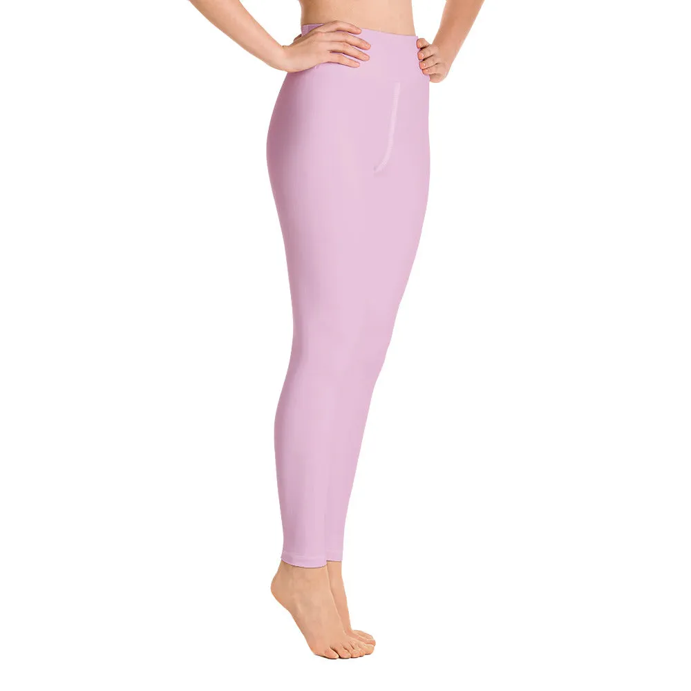 Soft Pink Women's Yoga Leggings, Best Pale Pink Designer Long Tights-Made in USA/EU/MX