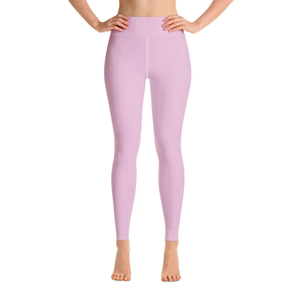 Soft Pink Women's Yoga Leggings, Best Pale Pink Designer Long Tights-Made in USA/EU/MX
