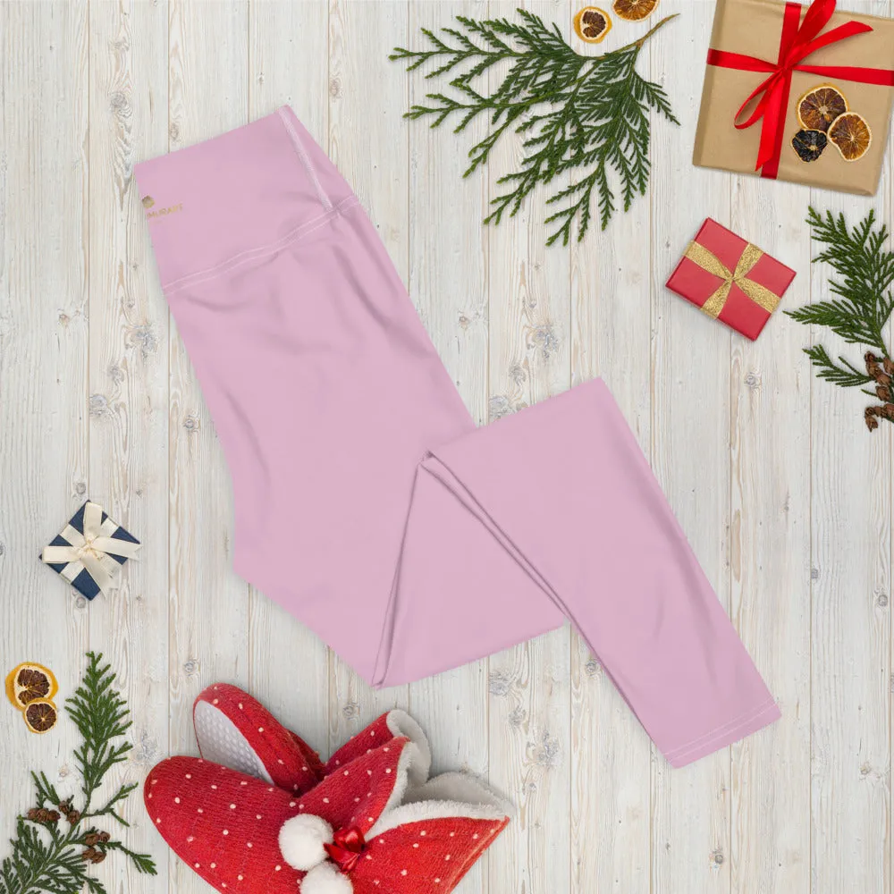 Soft Pink Women's Yoga Leggings, Best Pale Pink Designer Long Tights-Made in USA/EU/MX