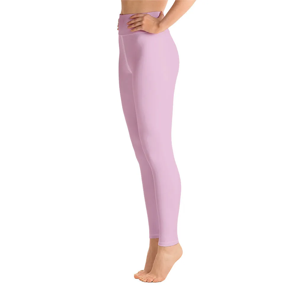 Soft Pink Women's Yoga Leggings, Best Pale Pink Designer Long Tights-Made in USA/EU/MX
