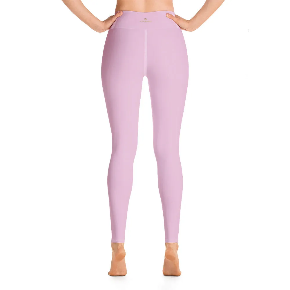Soft Pink Women's Yoga Leggings, Best Pale Pink Designer Long Tights-Made in USA/EU/MX