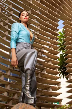 Swara Bhaskar In Sea-Blue Blue Blazer
