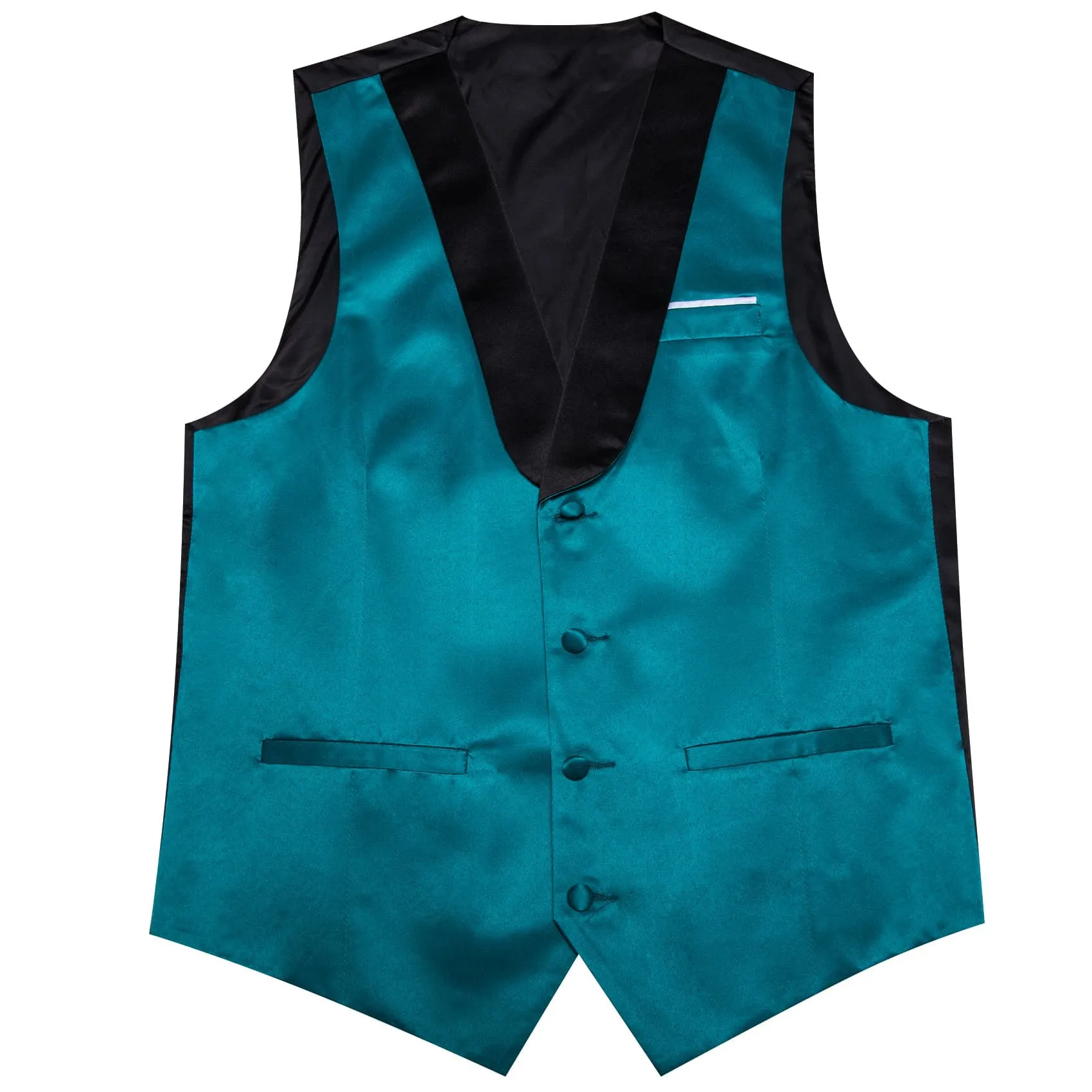 Ties2you Work Vest Deep Teal Blue Solid Shawl Collar Button Mens Vest Tie Set