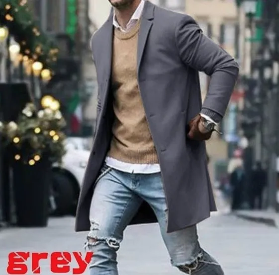 Trench Coat Slim Fit Long Sleeve Cardigans Blend Coat Solid Long Wool Coat