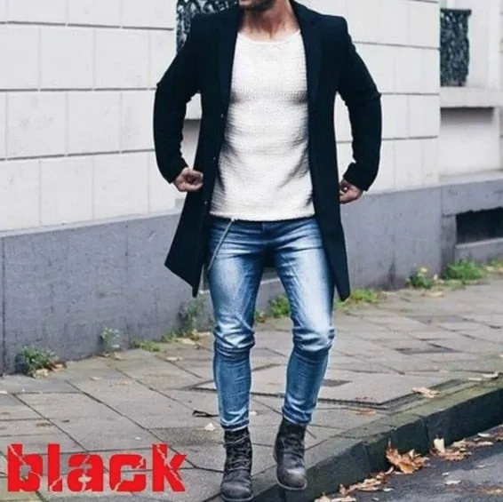 Trench Coat Slim Fit Long Sleeve Cardigans Blend Coat Solid Long Wool Coat
