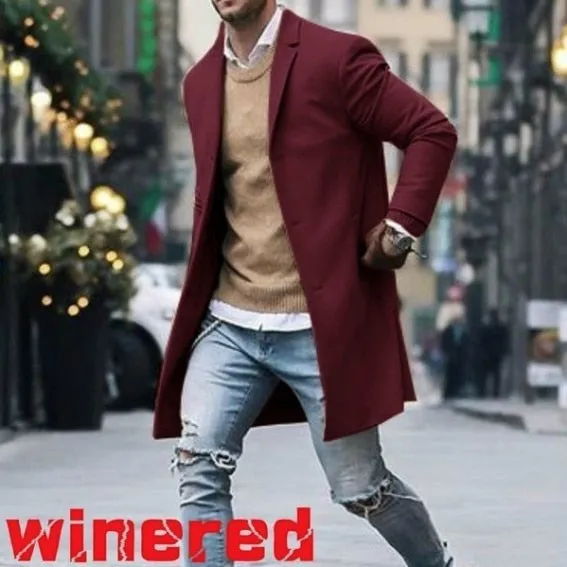 Trench Coat Slim Fit Long Sleeve Cardigans Blend Coat Solid Long Wool Coat