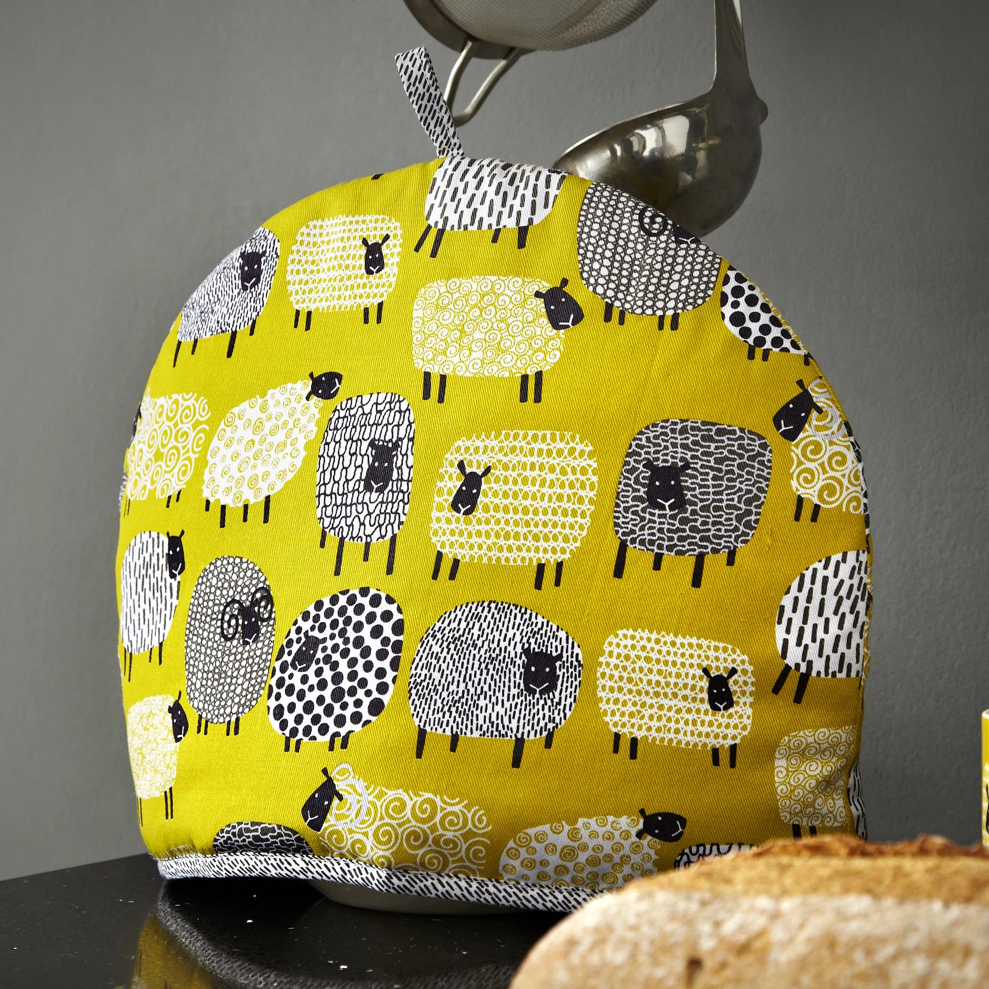 Ulster Weavers Tea Cosy - Dotty Sheep (100% Cotton Outer; 100% Polyester wadding; CE marked, Yellow, 6 Cup Teapot)