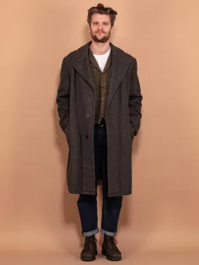 Vintage 70's Men Heavy Insulated Wool Coat in Grey