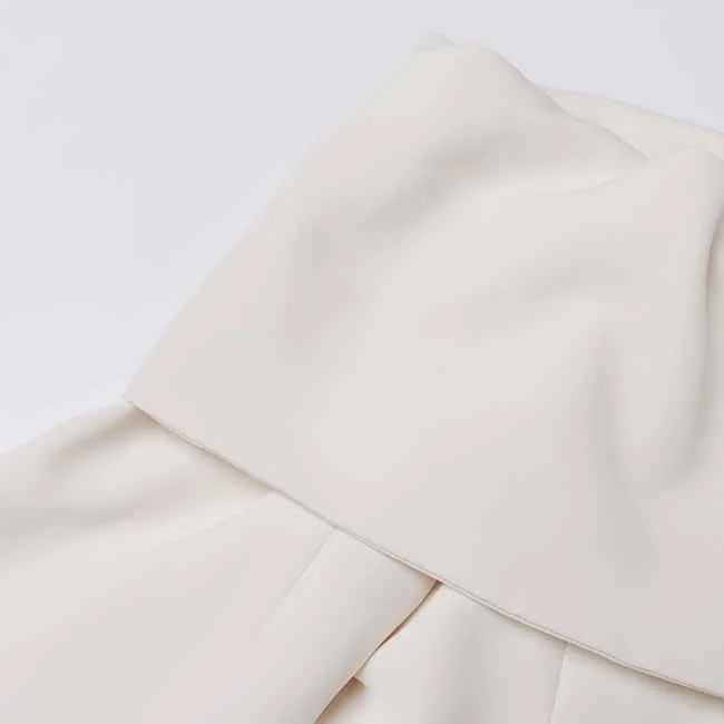Women White Off-Shoulder Blazer Long Sleeves Coat