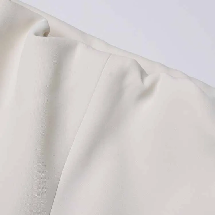 Women White Off-Shoulder Blazer Long Sleeves Coat